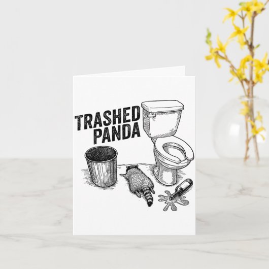 Trashed Panda, Funny Drunk Raccoon, Trash Panda Hu カード (黄色い花)