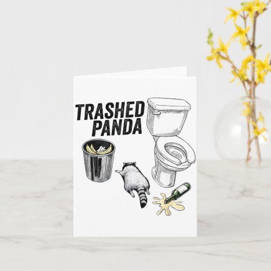 Trashed Panda, Funny Drunk Raccoon, Trash Panda Hu カード (黄色い花)