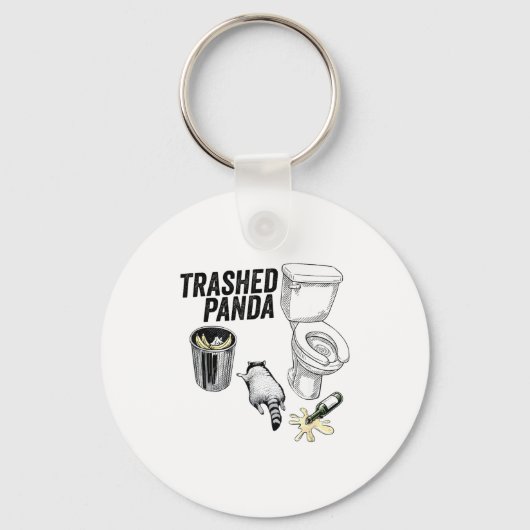 Trashed Panda, Funny Drunk Raccoon, Trash Panda Hu キーホルダー (正面)