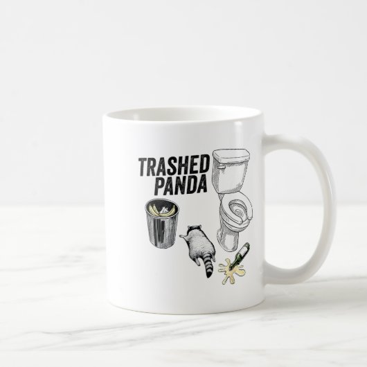 Trashed Panda, Funny Drunk Raccoon, Trash Panda Hu コーヒーマグカップ (右)