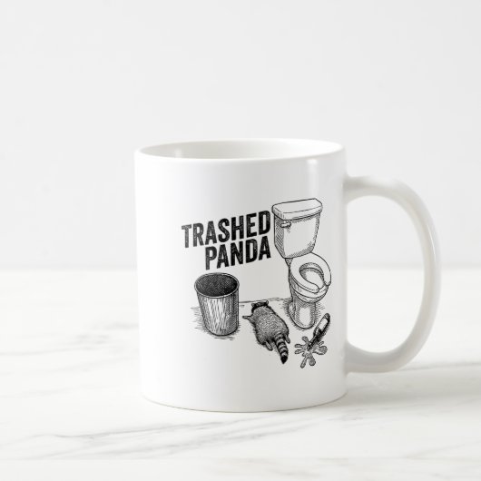 Trashed Panda, Funny Drunk Raccoon, Trash Panda Hu コーヒーマグカップ (右)