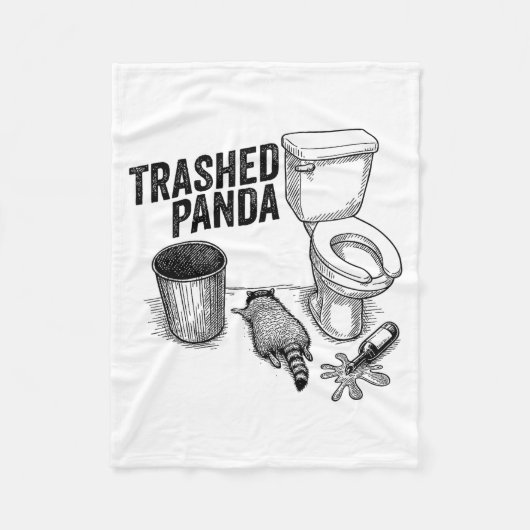 Trashed Panda, Funny Drunk Raccoon, Trash Panda Hu フリースブランケット (正面)