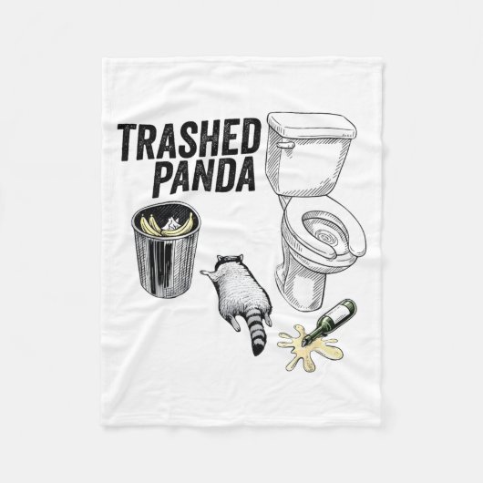Trashed Panda, Funny Drunk Raccoon, Trash Panda Hu フリースブランケット (正面)