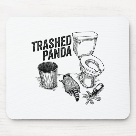 Trashed Panda, Funny Drunk Raccoon, Trash Panda Hu マウスパッド (正面)