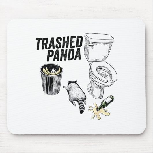 Trashed Panda, Funny Drunk Raccoon, Trash Panda Hu マウスパッド (正面)