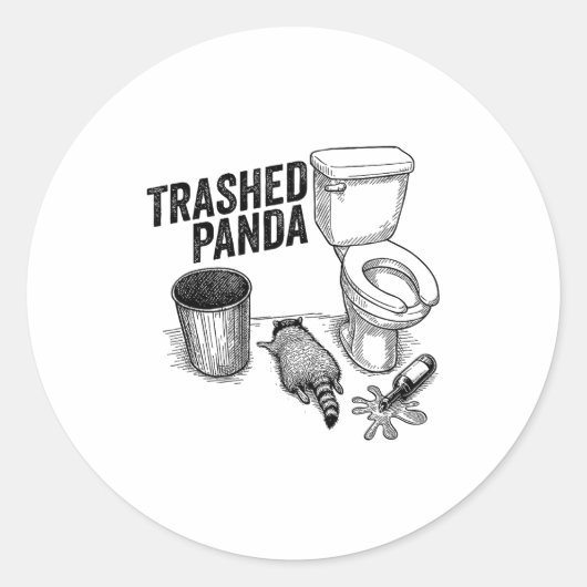 Trashed Panda, Funny Drunk Raccoon, Trash Panda Hu ラウンドシール (正面)
