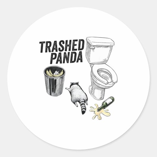 Trashed Panda, Funny Drunk Raccoon, Trash Panda Hu ラウンドシール (正面)
