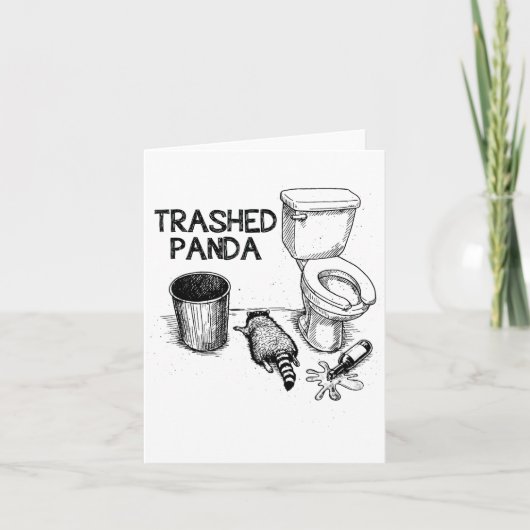 Trashed Panda Funny Drunk Racoon  カード (正面)
