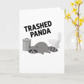 Trashed Panda Funny Drunk Racoon カード (黄色い花)