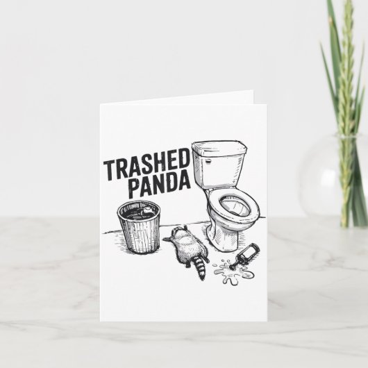 Trashed Panda Funny Drunk Racoon  カード (正面)