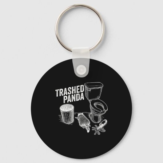 Trashed Panda Funny Drunk Racoon キーホルダー (正面)