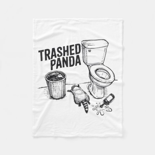 Trashed Panda Funny Drunk Racoon  フリースブランケット (正面)