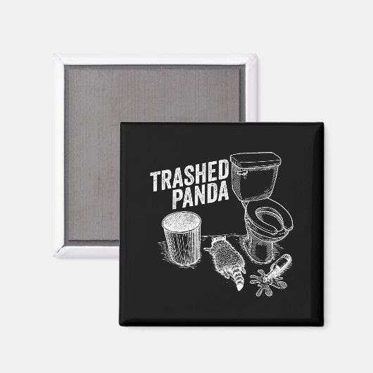 Trashed Panda Funny Drunk Racoon  マグネット (正面/裏面)