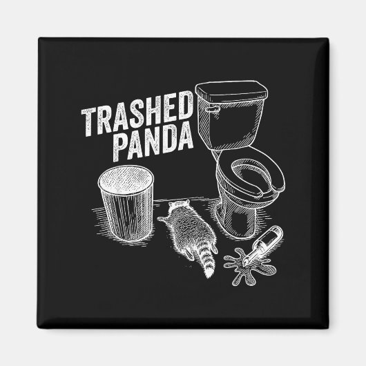 Trashed Panda Funny Drunk Racoon  マグネット (正面)