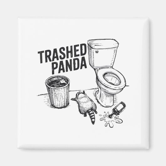 Trashed Panda Funny Drunk Racoon  マグネット (正面)