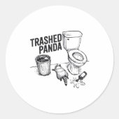 Trashed Panda Funny Drunk Racoon ラウンドシール (正面)
