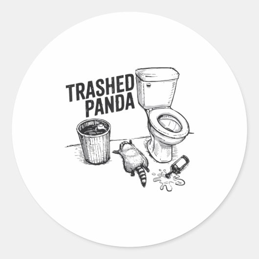 Trashed Panda Funny Drunk Racoon  ラウンドシール (正面)