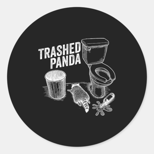 Trashed Panda Funny Drunk Racoon ラウンドシール (正面)