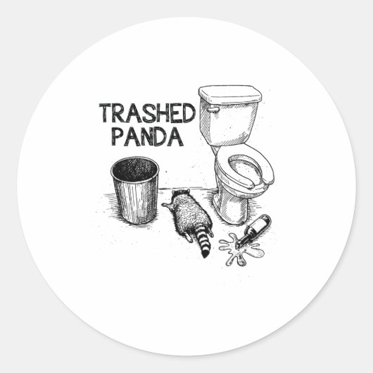 Trashed Panda Funny Drunk Racoon ラウンドシール (正面)