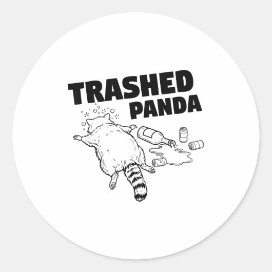 Trashed Panda Funny Drunk Racoon  ラウンドシール (正面)