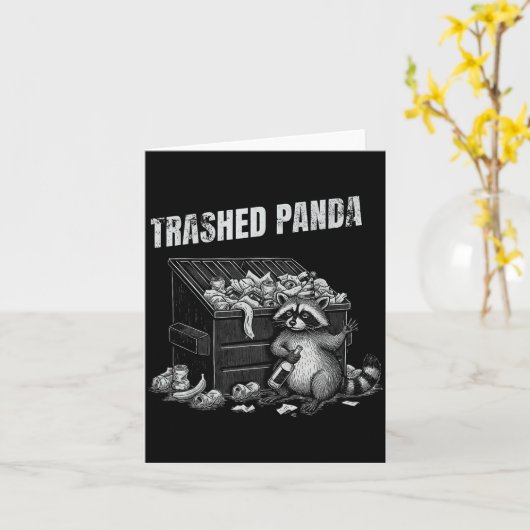 Trashed Panda Funny Drunk Racoon Cool Animals Grap カード (黄色い花)