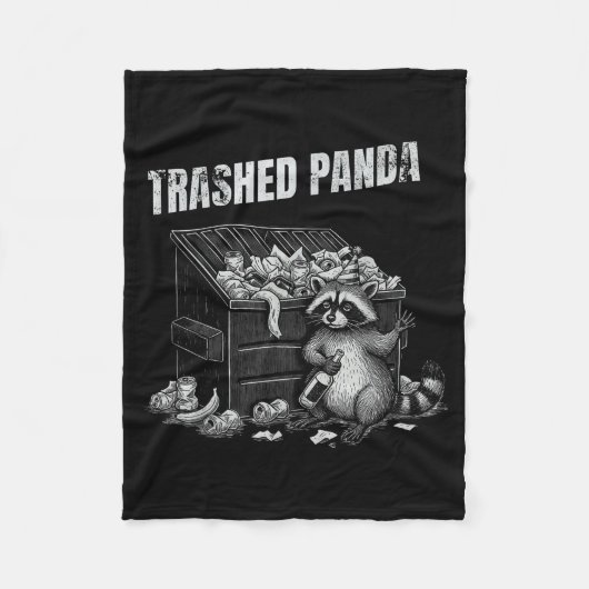 Trashed Panda Funny Drunk Racoon Cool Animals Grap フリースブランケット (正面)