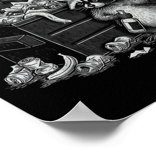 Trashed Panda Funny Drunk Racoon Cool Animals Grap ポスター (角)