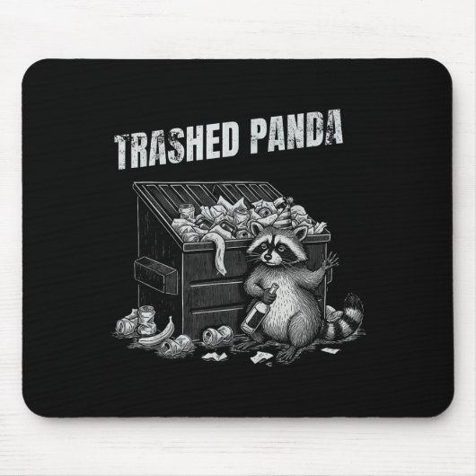Trashed Panda Funny Drunk Racoon Cool Animals Grap マウスパッド (正面)