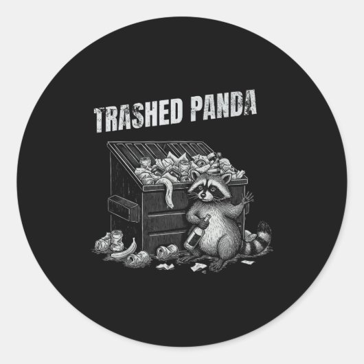 Trashed Panda Funny Drunk Racoon Cool Animals Grap ラウンドシール (正面)