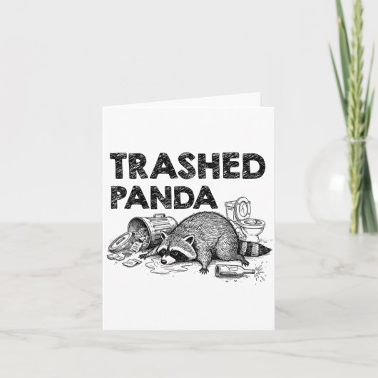 Trashed Panda Funny Drunk Racoon Gets Drunk Meme F カード (正面)