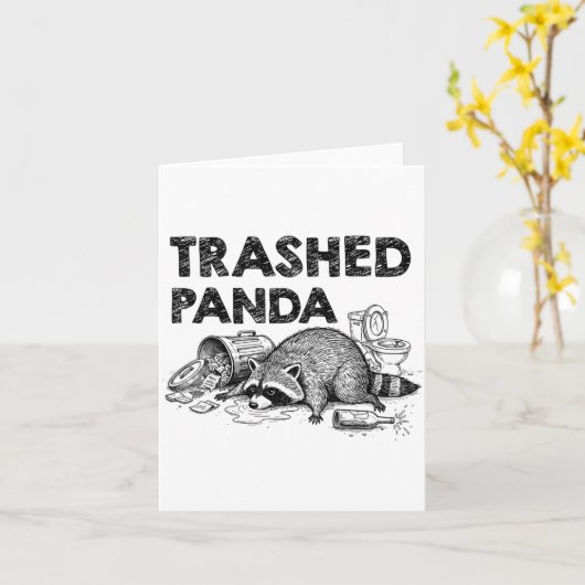 Trashed Panda Funny Drunk Racoon Gets Drunk Meme F カード (黄色い花)