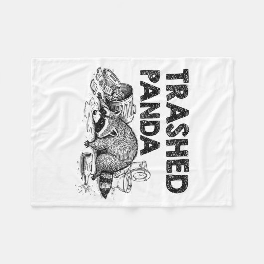 Trashed Panda Funny Drunk Racoon Gets Drunk Meme F フリースブランケット (正面(横))