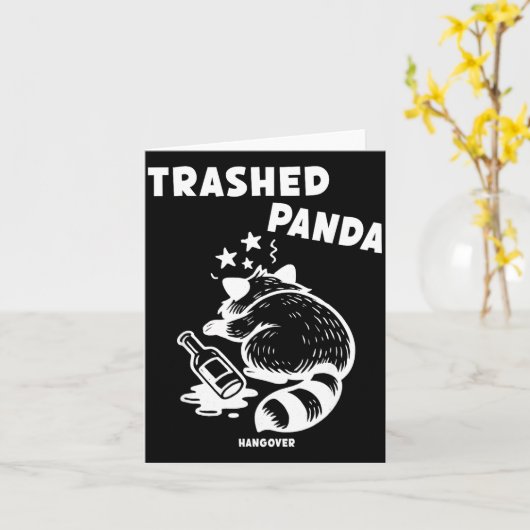 Trashed Panda Hangover Social Media Crazy Drunk Ra カード (黄色い花)