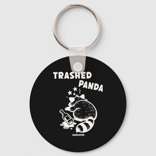 Trashed Panda Hangover Social Media Crazy Drunk Ra キーホルダー (正面)