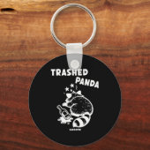 Trashed Panda Hangover Social Media Crazy Drunk Ra キーホルダー (正面)
