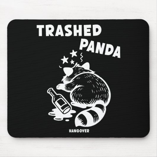 Trashed Panda Hangover Social Media Crazy Drunk Ra マウスパッド (正面)