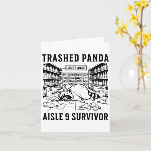 Trashed Panda Liquore Funny Hangover Crazy Drunk R カード (黄色い花)