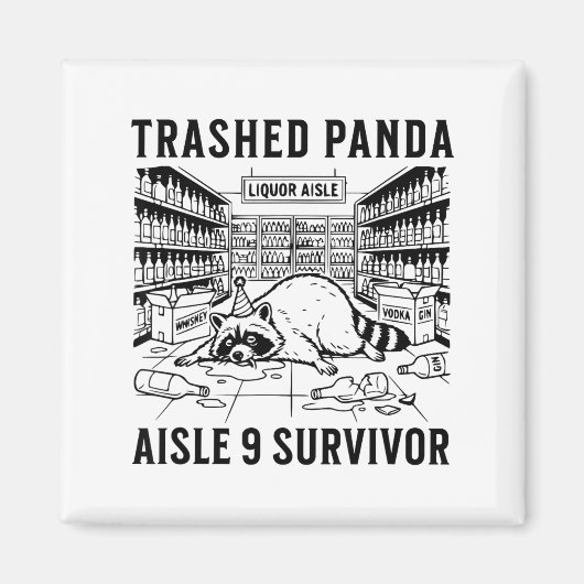 Trashed Panda Liquore Funny Hangover Crazy Drunk R マグネット (正面)