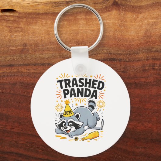 Trashed Panda New Year 2026 Funny Drunk Raccoon  キーホルダー (正面)