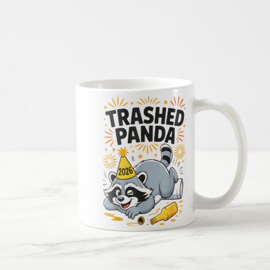 Trashed Panda New Year 2026 Funny Drunk Raccoon  コーヒーマグカップ (右)