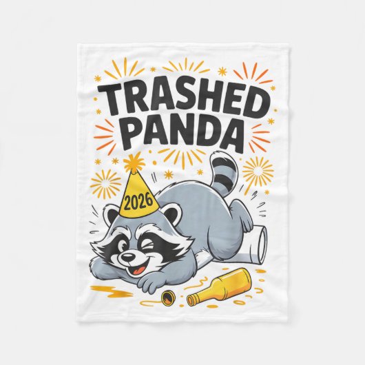 Trashed Panda New Year 2026 Funny Drunk Raccoon  フリースブランケット (正面)