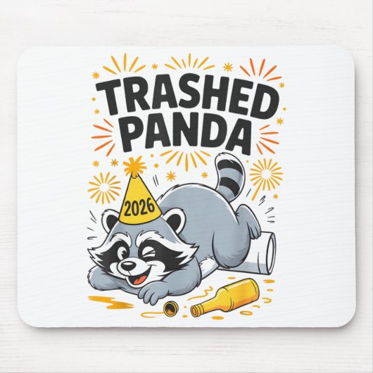 Trashed Panda New Year 2026 Funny Drunk Raccoon マウスパッド (正面)