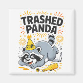 Trashed Panda New Year 2026 Funny Drunk Raccoon マグネット (正面)