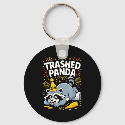 Trashed Panda New Year 2026 Funny Raccoon Design  キーホルダー (正面)