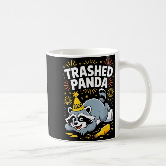 Trashed Panda New Year 2026 Funny Raccoon Design  コーヒーマグカップ (右)