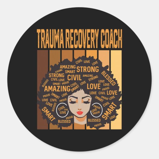 Trauma Recovery Coach Powerful Black History Month ラウンドシール (正面)