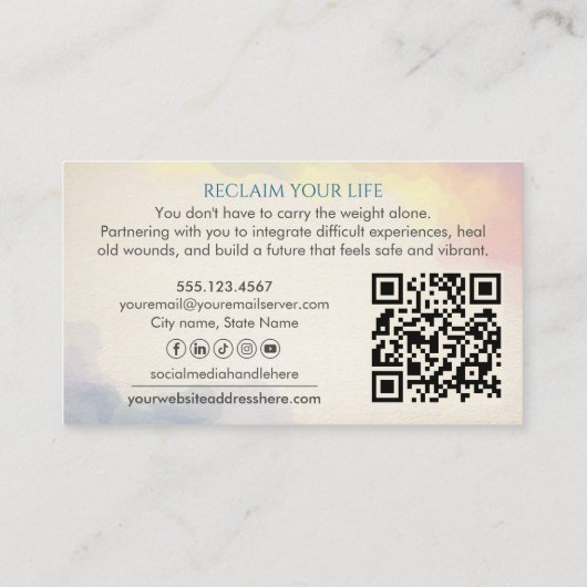 Trauma Recovery Sunrise Over Ocean Watercolor 名刺 (裏面)