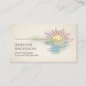 Trauma Recovery Sunrise Over Ocean Watercolor 名刺 (正面)