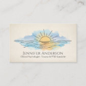 Trauma Recovery Sunrise Over Ocean Watercolor 名刺 (正面)
