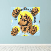 träumender Wolfswelpe Leinwand キャンバスプリント (インサイチュ (ウッドフロア))